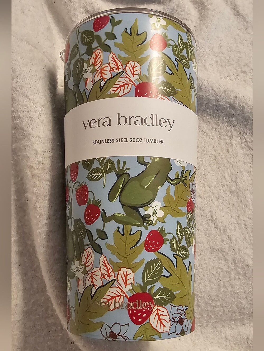 Vera Bradley Frogberry Garden Blue Stainless Steel 20oz Tumbler